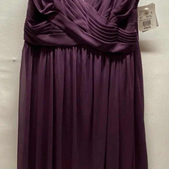 David’s Bridal Bridesmaid Dress Women's 14 Plum Short Mesh Cowl Back $129.95 NWT - Picture 3 of 16